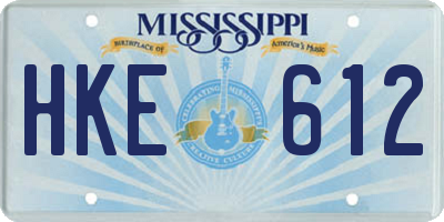 MS license plate HKE612