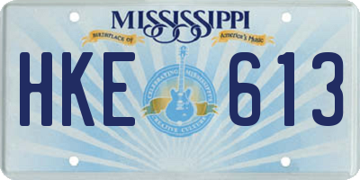 MS license plate HKE613