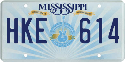 MS license plate HKE614