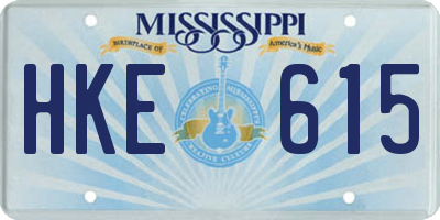 MS license plate HKE615