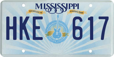 MS license plate HKE617