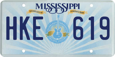 MS license plate HKE619