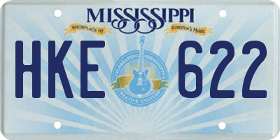MS license plate HKE622