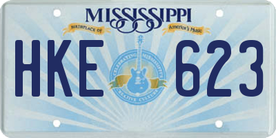 MS license plate HKE623