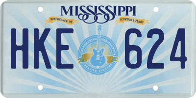 MS license plate HKE624
