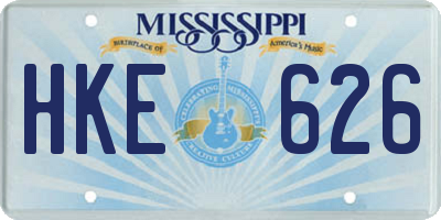 MS license plate HKE626