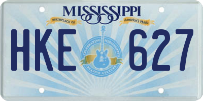 MS license plate HKE627
