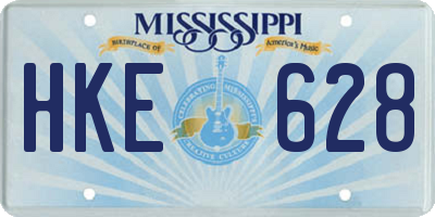 MS license plate HKE628
