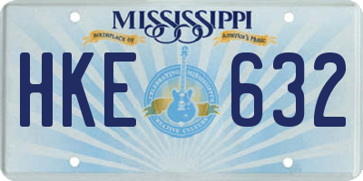 MS license plate HKE632