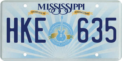 MS license plate HKE635