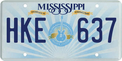 MS license plate HKE637