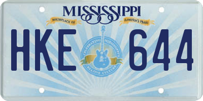 MS license plate HKE644