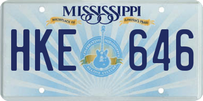 MS license plate HKE646