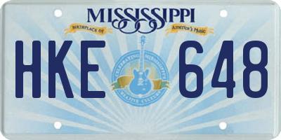 MS license plate HKE648