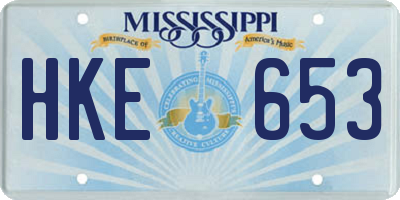 MS license plate HKE653