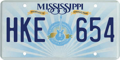 MS license plate HKE654