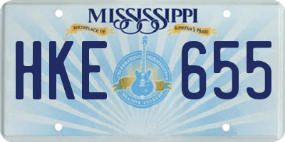 MS license plate HKE655