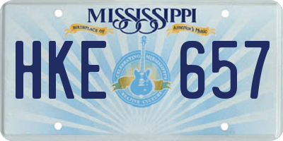 MS license plate HKE657