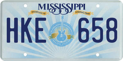 MS license plate HKE658