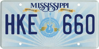 MS license plate HKE660