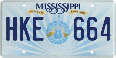 MS license plate HKE664