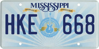 MS license plate HKE668