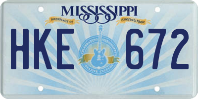 MS license plate HKE672