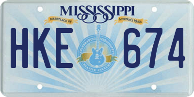 MS license plate HKE674