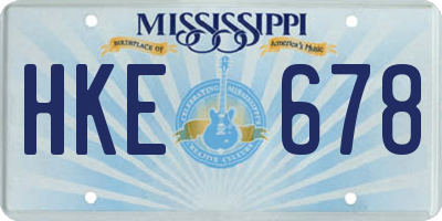 MS license plate HKE678