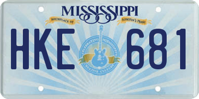MS license plate HKE681