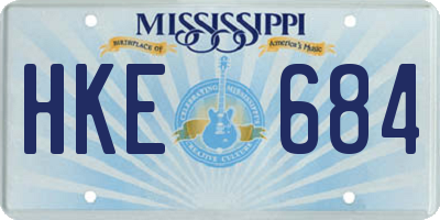 MS license plate HKE684
