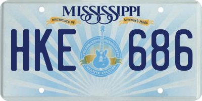 MS license plate HKE686