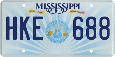 MS license plate HKE688