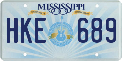 MS license plate HKE689