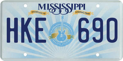 MS license plate HKE690