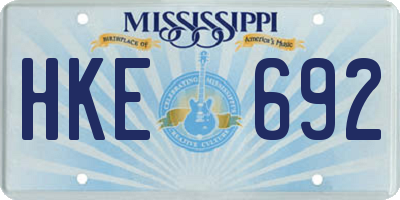 MS license plate HKE692