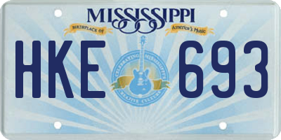 MS license plate HKE693