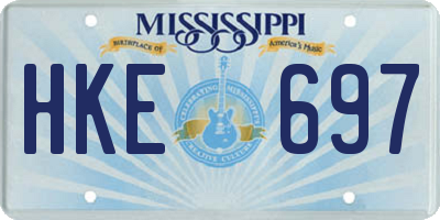 MS license plate HKE697
