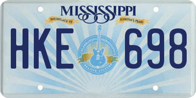 MS license plate HKE698