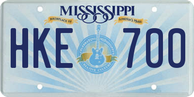 MS license plate HKE700