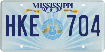 MS license plate HKE704
