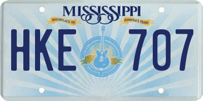 MS license plate HKE707