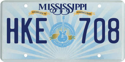 MS license plate HKE708