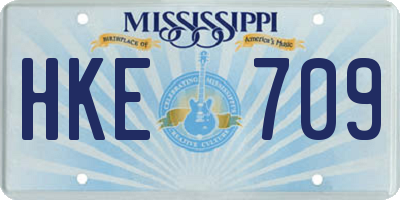 MS license plate HKE709