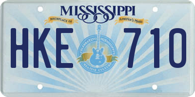 MS license plate HKE710