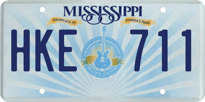 MS license plate HKE711