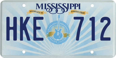 MS license plate HKE712