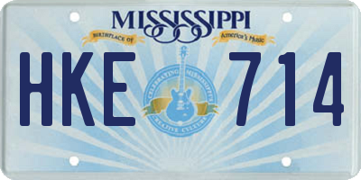 MS license plate HKE714
