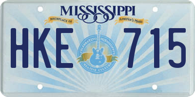 MS license plate HKE715