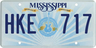 MS license plate HKE717